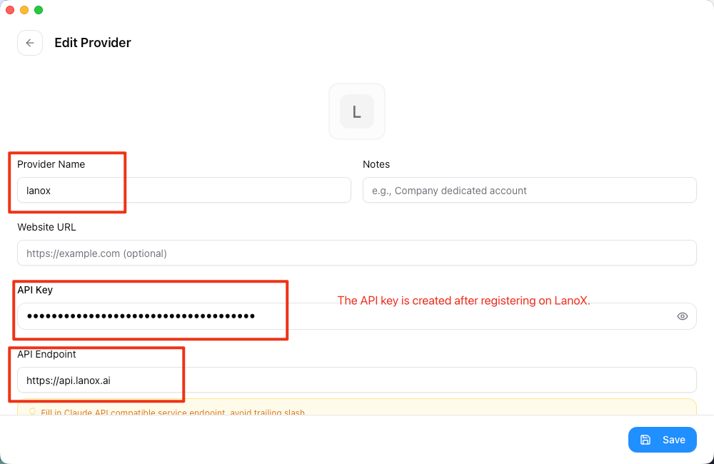 CC Switch Claude provider form screenshot