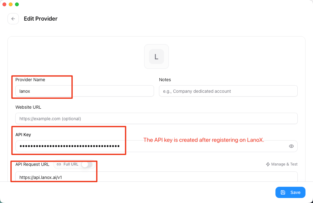 CC Switch English Codex provider form screenshot