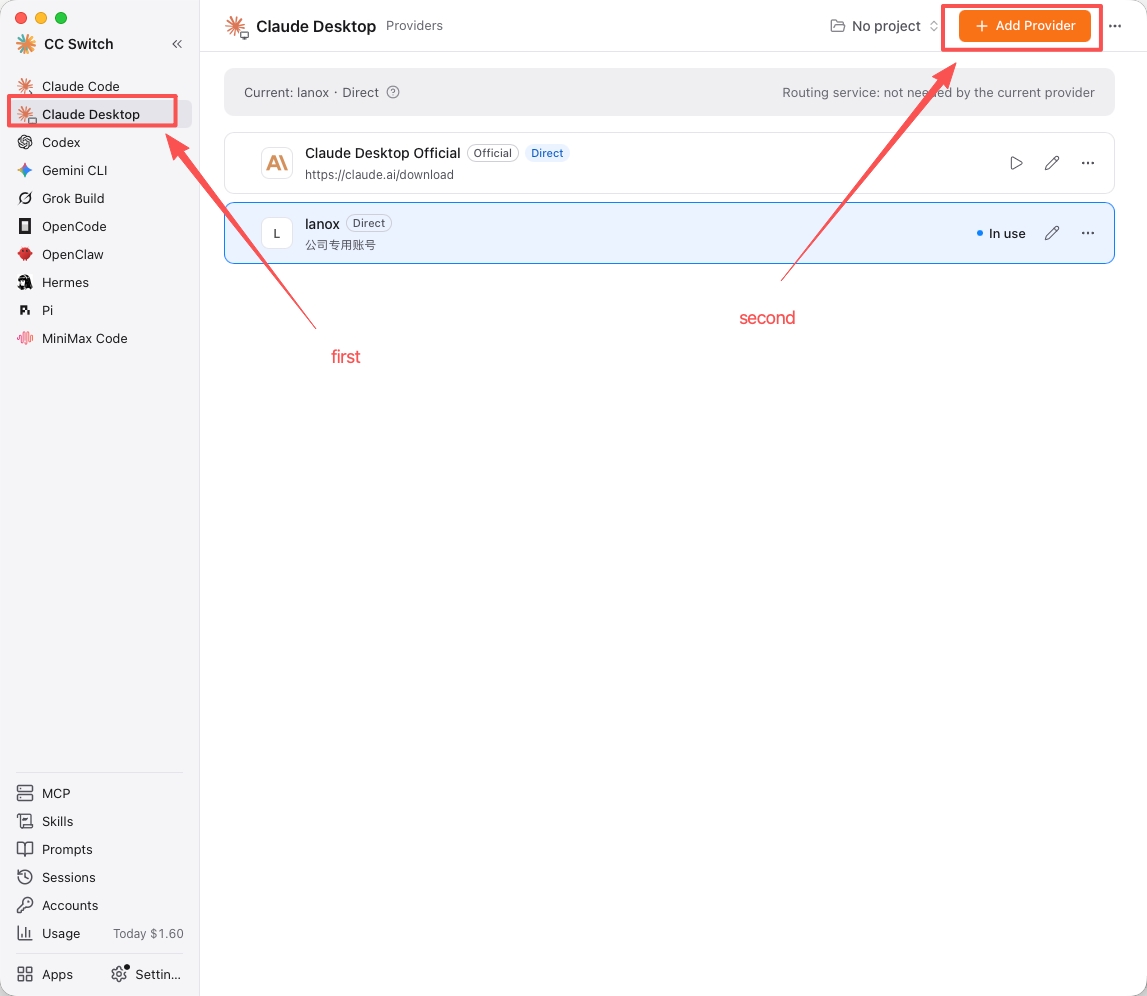 CC Switch Claude Desktop Add Provider entry screenshot